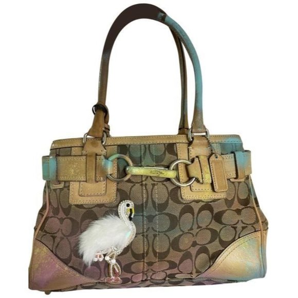 coach graffiti customized with and applique tan sh - Picture 1 of 10